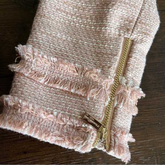 Karl Lagerfeld Pink Tweed Zip Front Blazer - Picture 12 of 16